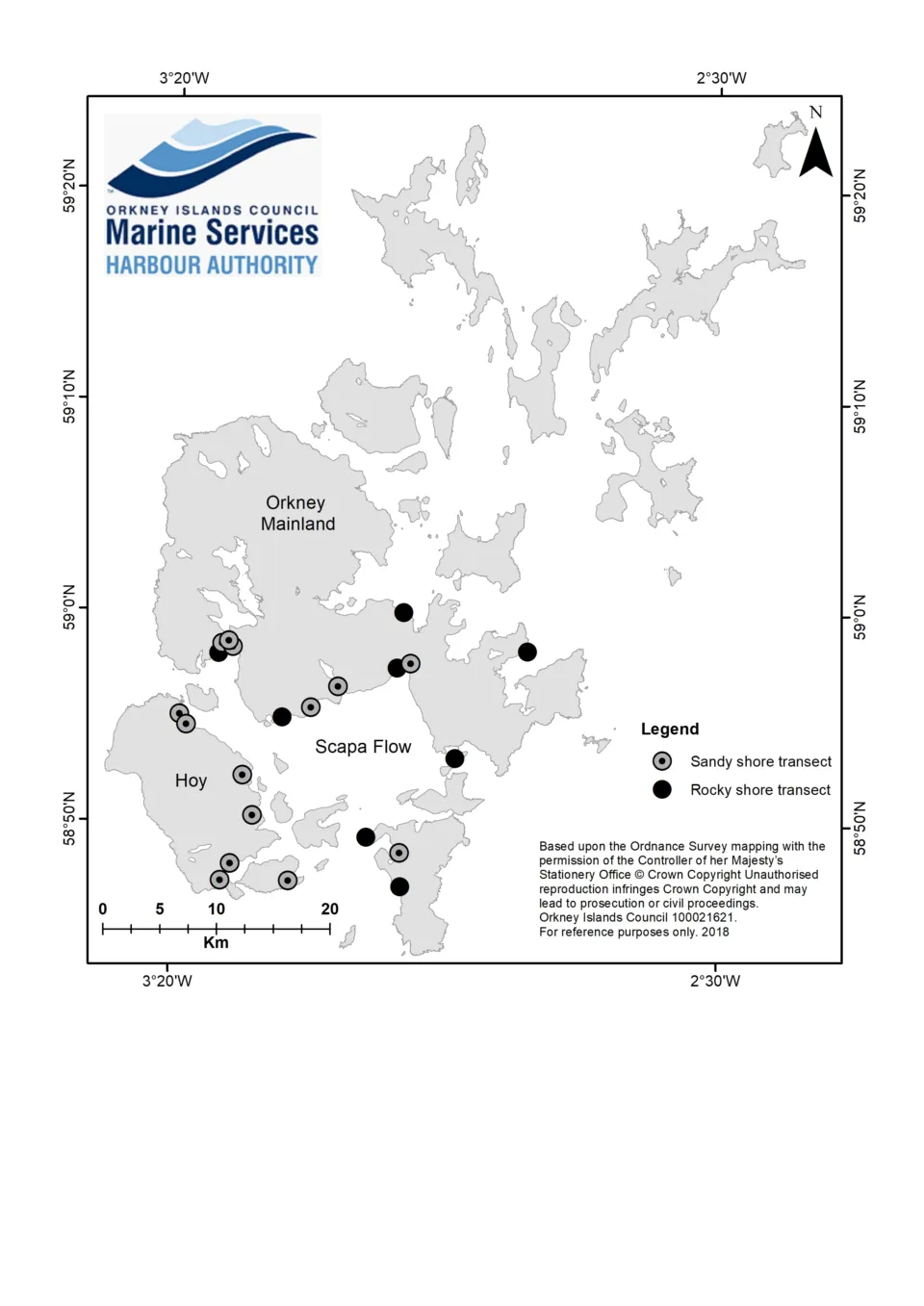 Map rocky and sandy shore transects for website