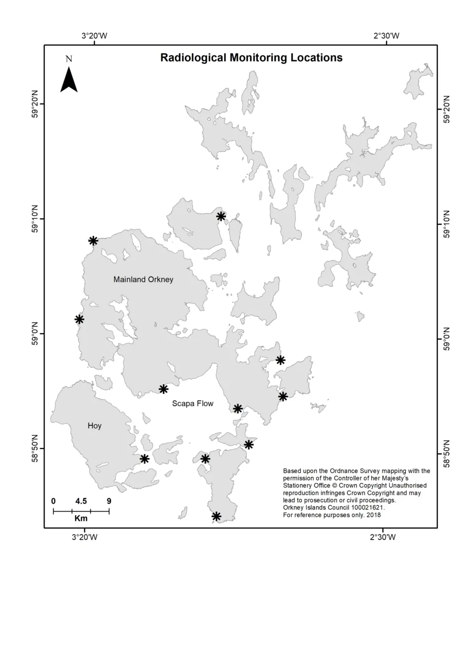 Radiological monitoring map